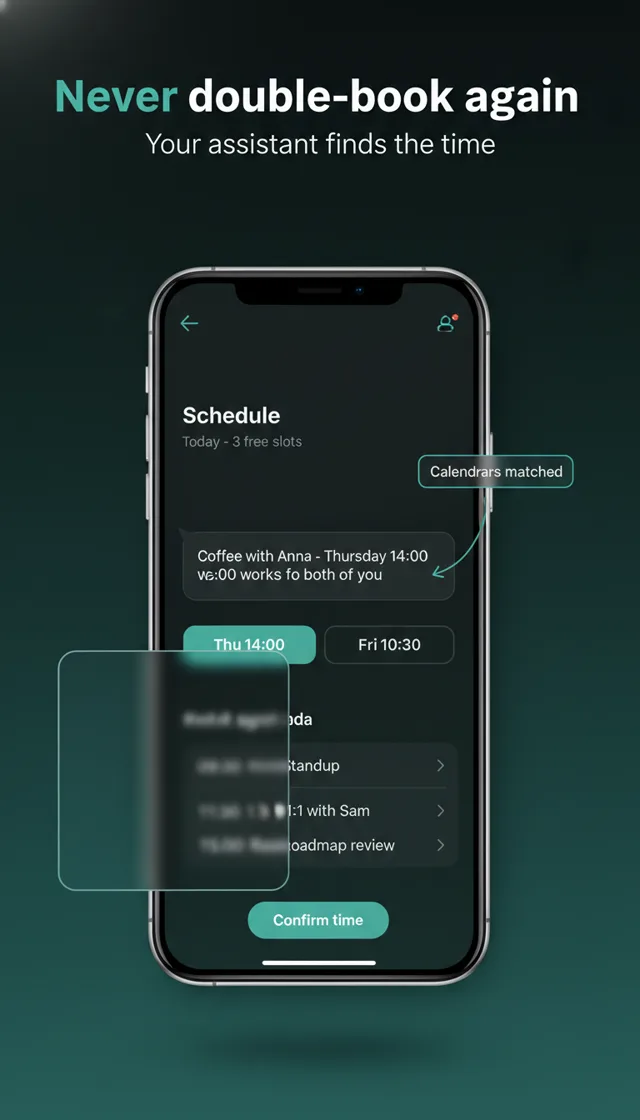 Glass style candidate: frosted glass panel over the schedule screen