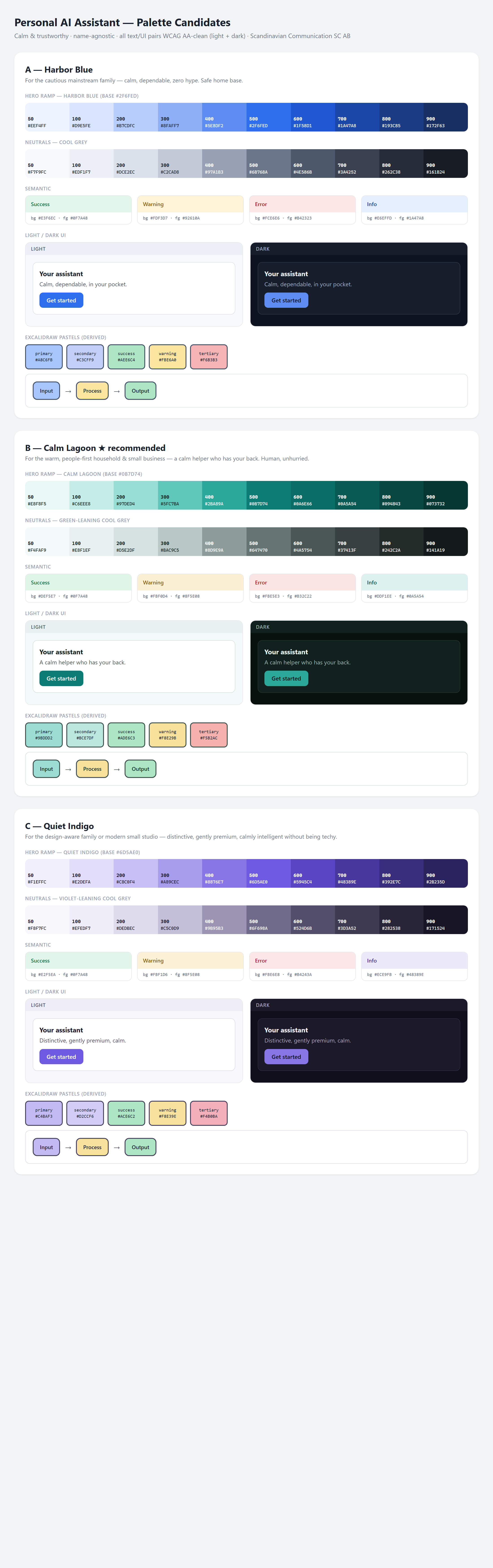 The Calm Lagoon teal palette candidates