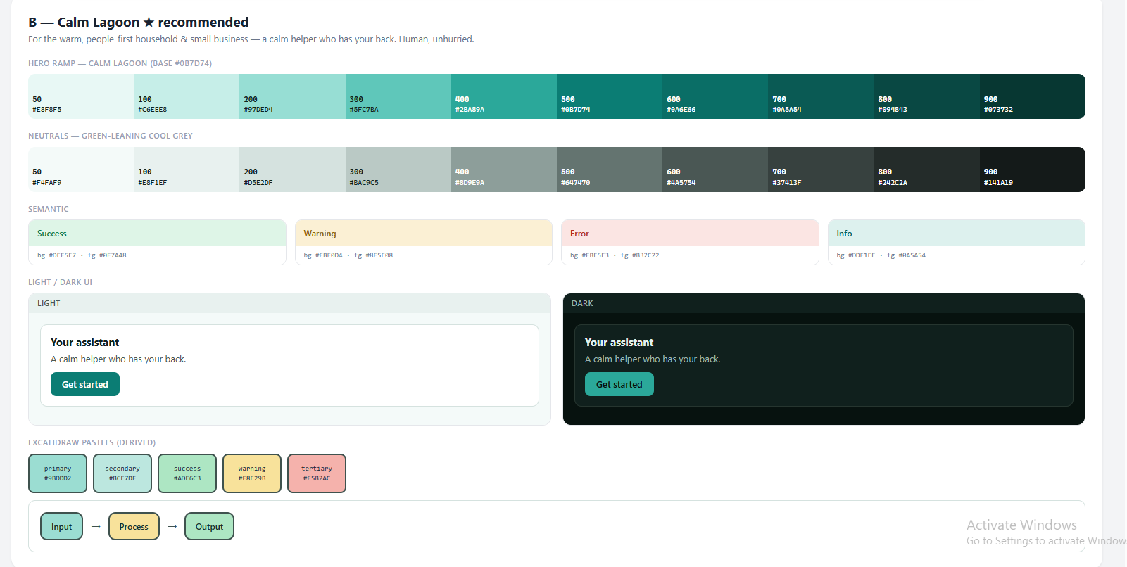 Screenshot of the sampled palette hex values
