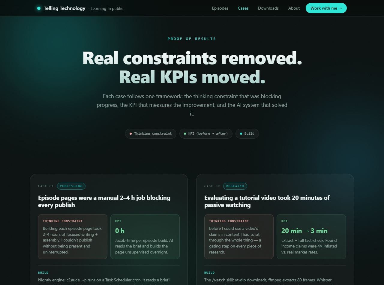 Top of the Cases page with nav and framework legend