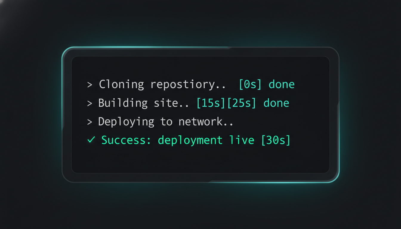 A Cloudflare Pages build log streaming mid-run: cloning the repository, running the build command, and uploading files to the deployment.