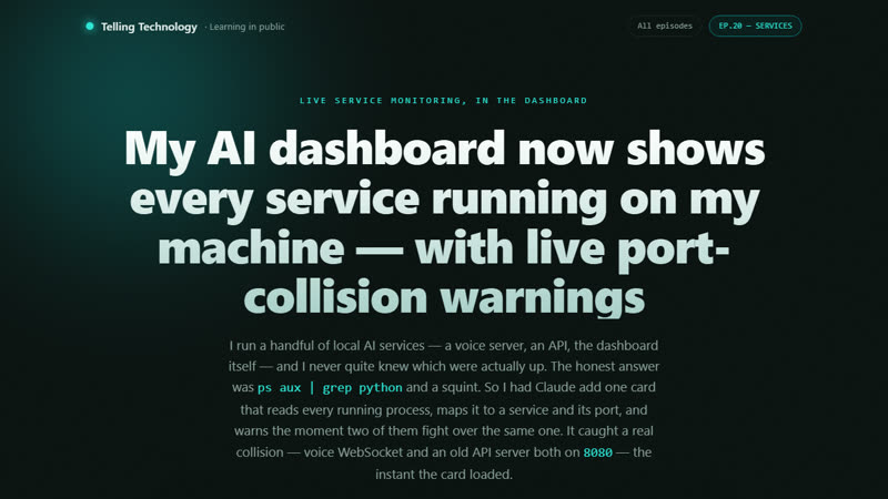 My AI dashboard now shows every service running on my machine — with live port-collision warnings