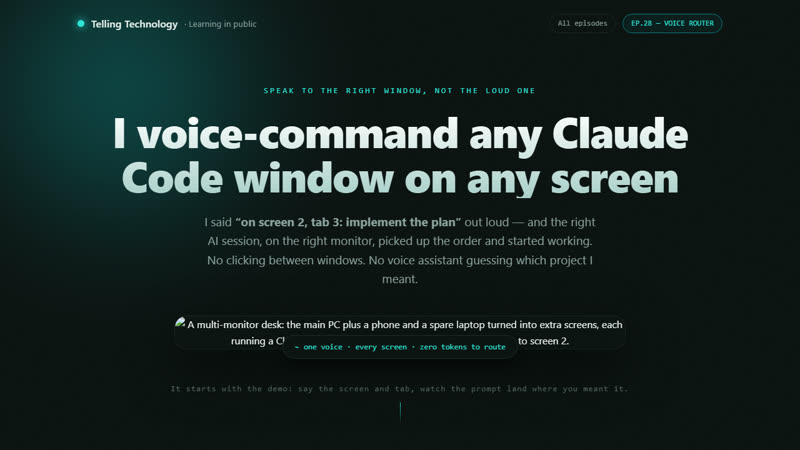 I voice-command any Claude Code window on any screen